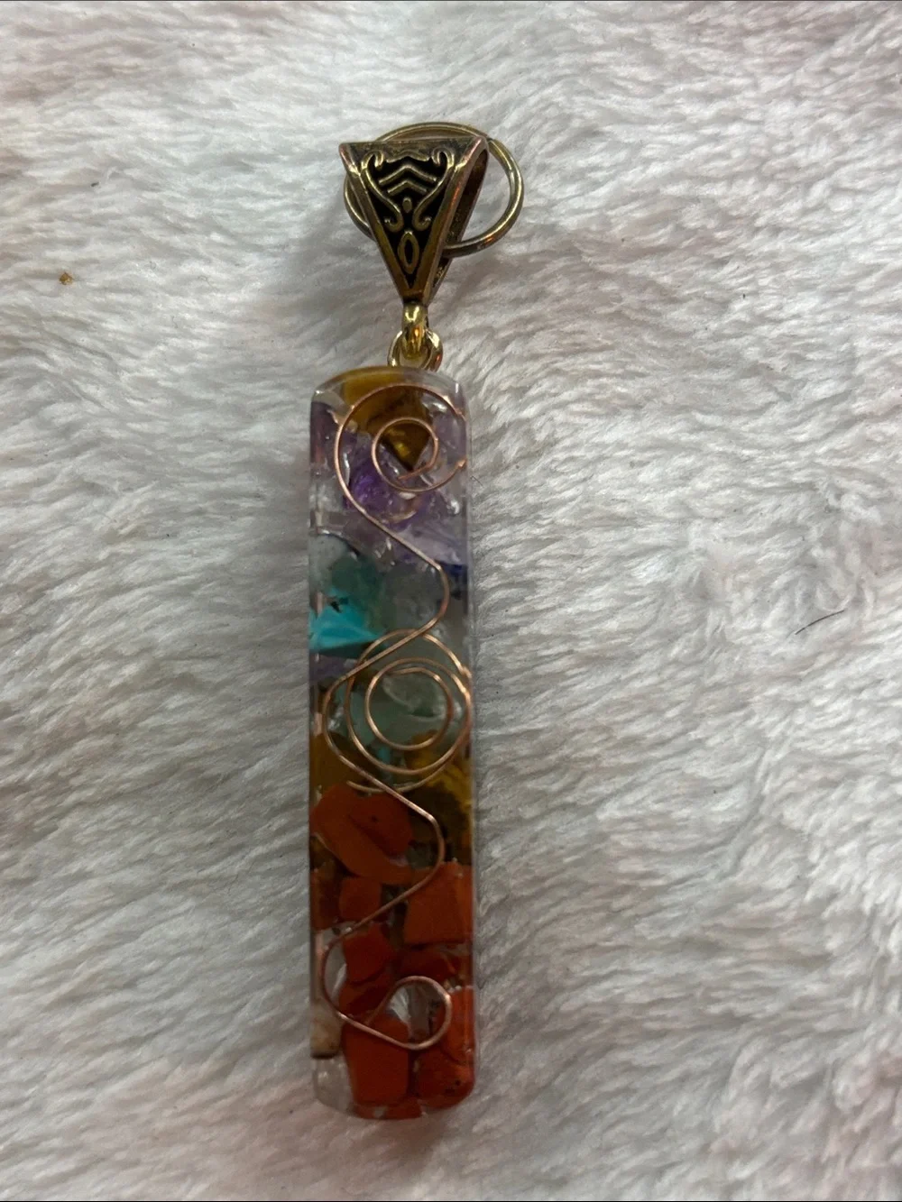 Handmade Multicolor Chakra Crystal Pendant Necklace